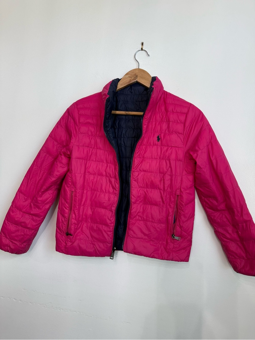 Polo by Ralph Lauren Pink and Navy Kids Puffer Jacket